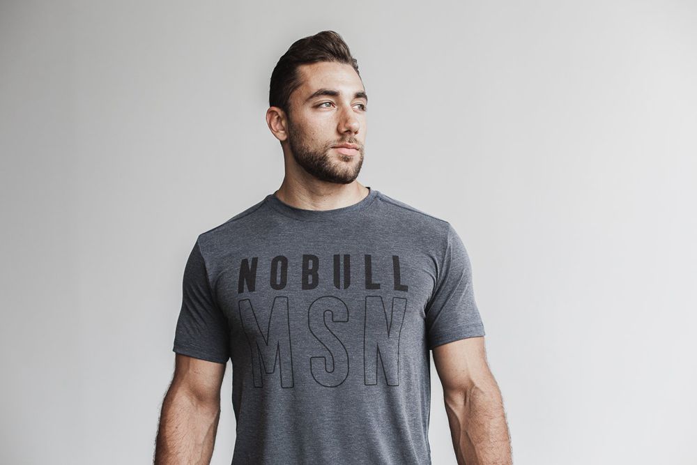 NOBULL Men's (Madison) Tee - Charcoal - Ireland (1274WXSFG)